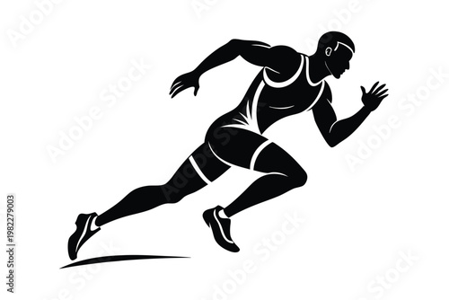 athlete runner silhouette line art vector illustration with a white background