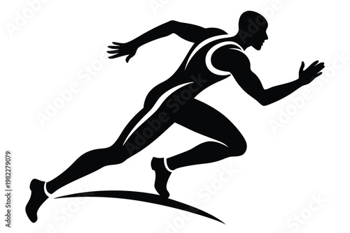 athlete runner silhouette line art vector illustration with a white background