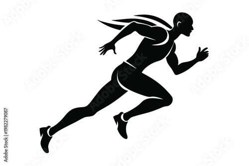 athlete runner silhouette line art vector illustration with a white background