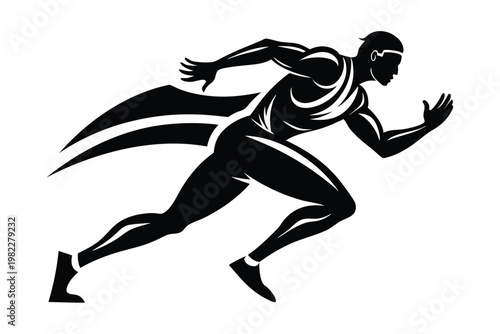 athlete runner silhouette line art vector illustration with a white background