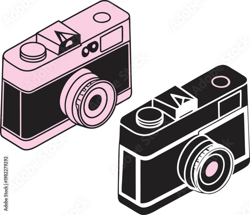 Black and pink vintage reel to reel tape recorders