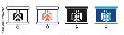 Learning Board icon set multiple style collection