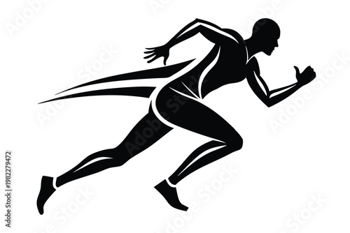 athlete runner silhouette line art vector illustration with a white background