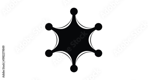 A stark black silhouette depicts a classic sheriff s star commonly associated with law enforcement