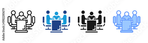Board Meeting icon set multiple style collection