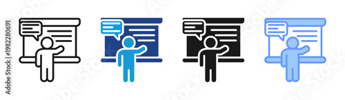Class Teaching icon set multiple style collection