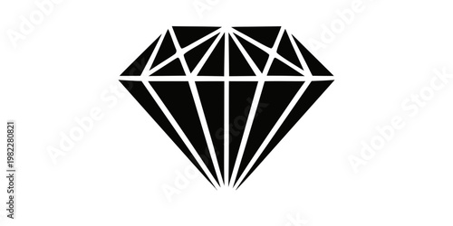 Minimalist black and white diamond gemstone vector icon with gemstone brilliant precious minimalist monochrome isolated expensive accessory brilliance illustration ornament decoration