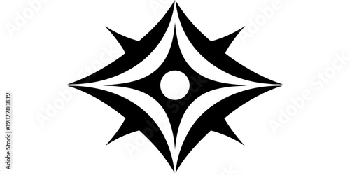 Star shaped abstract geometric tribal pattern symbol with geometric abstract ornament silhouette minimalist decoration isolated contrast creative geometry stylized centered symmetric