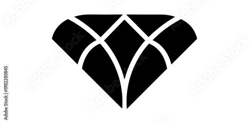 Elegant flowing line diamond gemstone icon graphic with graphic design vector art gemstone precious silhouette engagement expensive accessory abstract isolated monochrome prestige