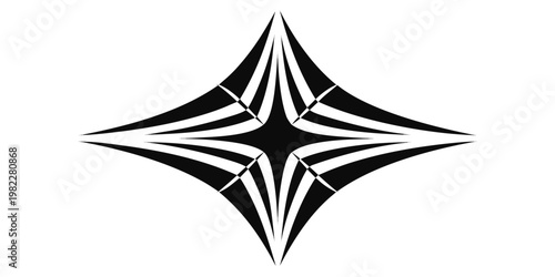 Abstract star burst shape with layered black lines geometric abstract ornament silhouette minimalist decoration isolated contrast creative geometry stylized symmetric composition