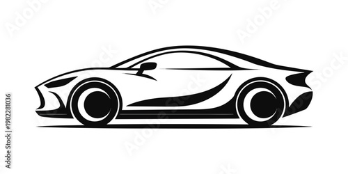 Sports car side view silhouette graphic with silhouette automotive supercar transportation performance illustration dealership automobile transport aerodynamic contemporary identity