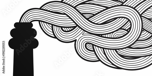 Industrial chimney with flowing smoke lines illustration industry pollution illustration emission industrial environmental abstract minimalist manufacturing production environment stylized