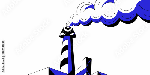 Industrial factory smokestack emitting dense pollution cloud with factory chimney smoke plume environmental impact pollution source industrial site smokestack pollution industry industrial