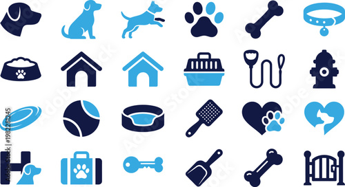 Various dog and pet supplies icons for animal care and pet service businesses.