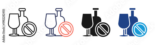 No Alcohol icon set multiple style collection
