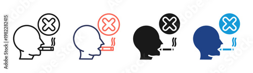 No Smoking icon set multiple style collection