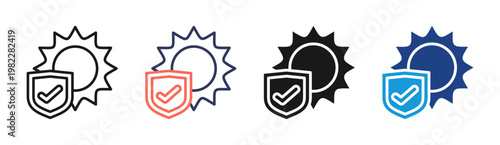Sun Protection icon set multiple style collection