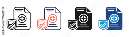 Medical Certificate icon set multiple style collection