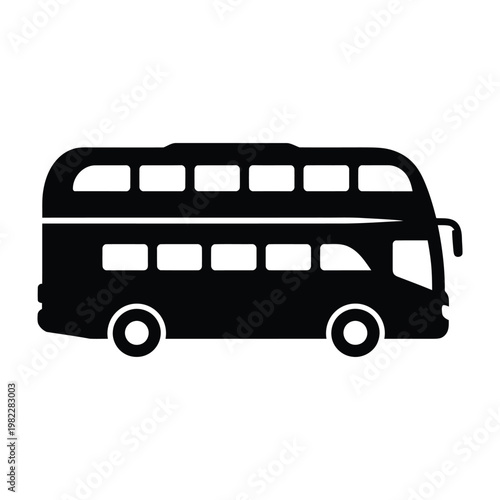 Double-decker bus icon symbolizing public transportation urban travel city life with red bus transport passenger