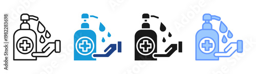 Sanitizer Wash icon set multiple style collection