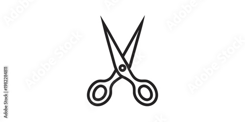 Professional scissors outline icon for office and crafts with scissors stationery equipment implement hairdressing education isolated background business creative instrument minimalist
