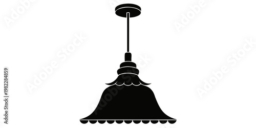 Classic vintage style pendant ceiling lamp silhouette with silhouette lighting interior electric illumination minimalist ornamental furniture decorative illustration isolated accessory