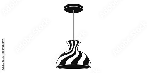 Modern spiral patterned pendant ceiling lamp graphic with silhouette lighting interior electric minimalist abstract contemporary illumination furniture illustration isolated accessory