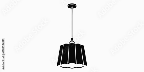 Pleated fabric style pendant ceiling lamp silhouette with silhouette lighting interior electric illumination minimalist furniture illustration isolated accessory decoration structure