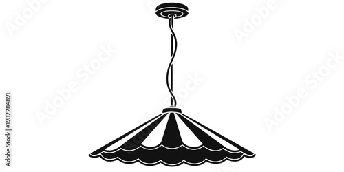 Minimalist black and white hanging ceiling lamp illustration with interior lighting illustration silhouette electric furniture decoration isolated contemporary minimalistic