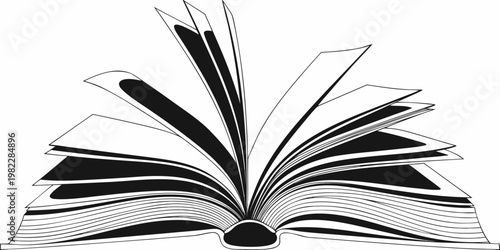 Photos Open book with flipping pages graphic icon education literature knowledge learni