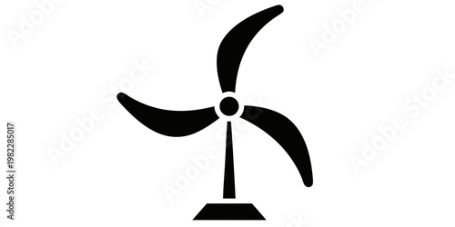 Simple minimalist wind turbine icon for energy projects with renewable electricity sustainable generator ecological isolated environment industrial technology alternative illustration