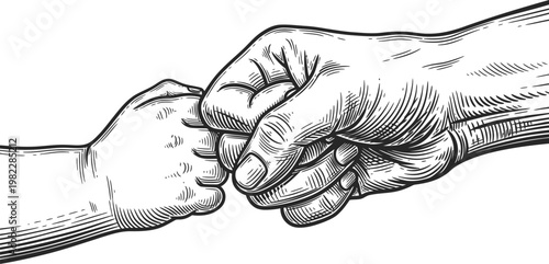 Touching fathers day illustration a father and child handshake celebrating bonds and love