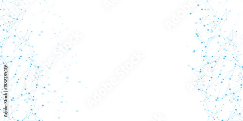 Tableau sur toile Abstract blue technology background with digital network connections, futuristic