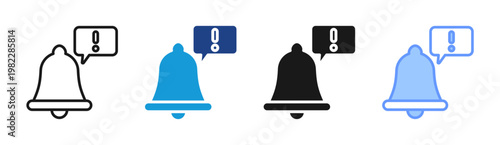 Alert Bell icon set multiple style collection