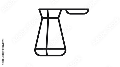 Minimalist black line vector icon of a traditional Turkish coffee pot, also known as a cezve or ibrik, used for brewing coffee. Clean scalable graphic illustration for cafe or kitchen design.