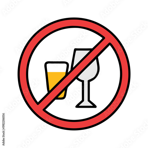 No Alcohol Icon – Drinking Prohibited Sign Symbol for Public Safety UI