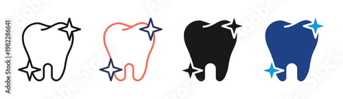 Healthy Tooth icon set multiple style collection