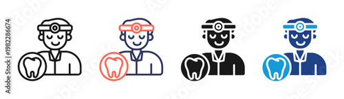 Dentist Care icon set multiple style collection