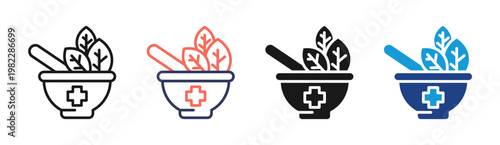 Herbal Medicine icon set multiple style collection