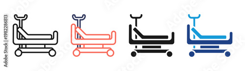 Hospital Stretcher icon set multiple style collection