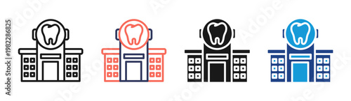 Dental Hospital icon set multiple style collection