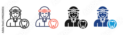Dentist icon set multiple style collection