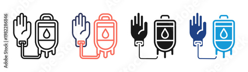 Blood Infusion icon set multiple style collection