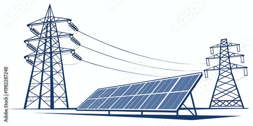 Solar panel array and high voltage electrical pylons for energy transmission and generation with electricity transmission renewable infrastructure sustainable generation