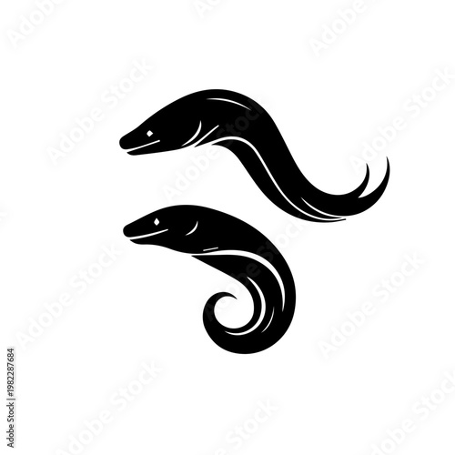 vector black Moray Eel