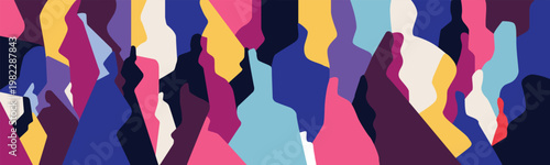  Modern people multicolored futuristic silhouettes abstract vector background