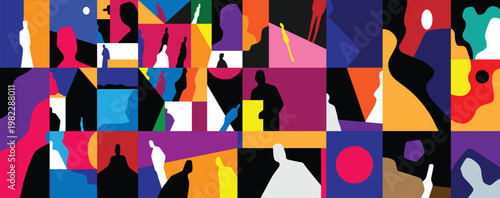 Group of people relationships psychology abstract illustration set