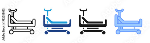 Hospital Stretcher icon set multiple style collection