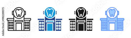 Dental Hospital icon set multiple style collection