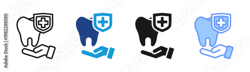 Dental Protection icon set multiple style collection